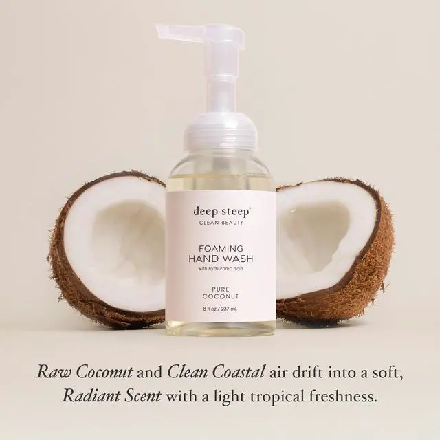 Alt view image 4 of 7 - Deep Steep Foaming Hand Wash, Pure Coconut, 8 oz Gentle Cleanser with Aloe, Argan Oil, Shea Butter & Hyaluronic Acid Vegan, Clean Beauty, Soft & Hydrated Hands