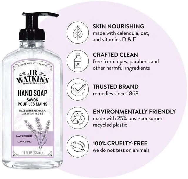 Alt view image 2 of 7 - Moisturizing Gel Hand Soap Dispenser 3 Pack, Lavender 11 fl oz