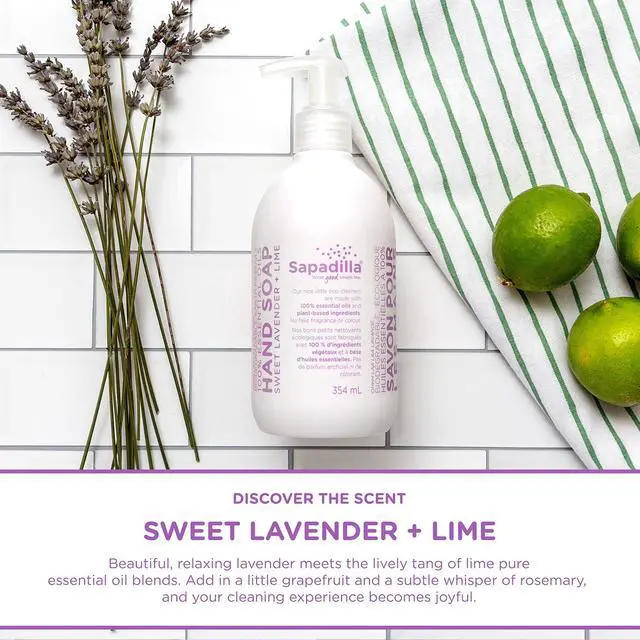 Alt view image 3 of 7 - Liquid Hand Soap - Sweet Lavender + Lime - Made with 100% Pure Essential Oil Blends, Cleansing & Moisturizing, Aromatic & Fragrant Hand Soap, Plant Based, Biodegradable, 12 Ounce (Pack of 1)