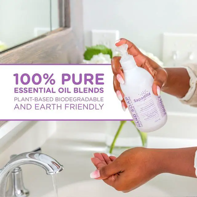 Alt view image 2 of 7 - Liquid Hand Soap - Sweet Lavender + Lime - Made with 100% Pure Essential Oil Blends, Cleansing & Moisturizing, Aromatic & Fragrant Hand Soap, Plant Based, Biodegradable, 12 Ounce (Pack of 1)