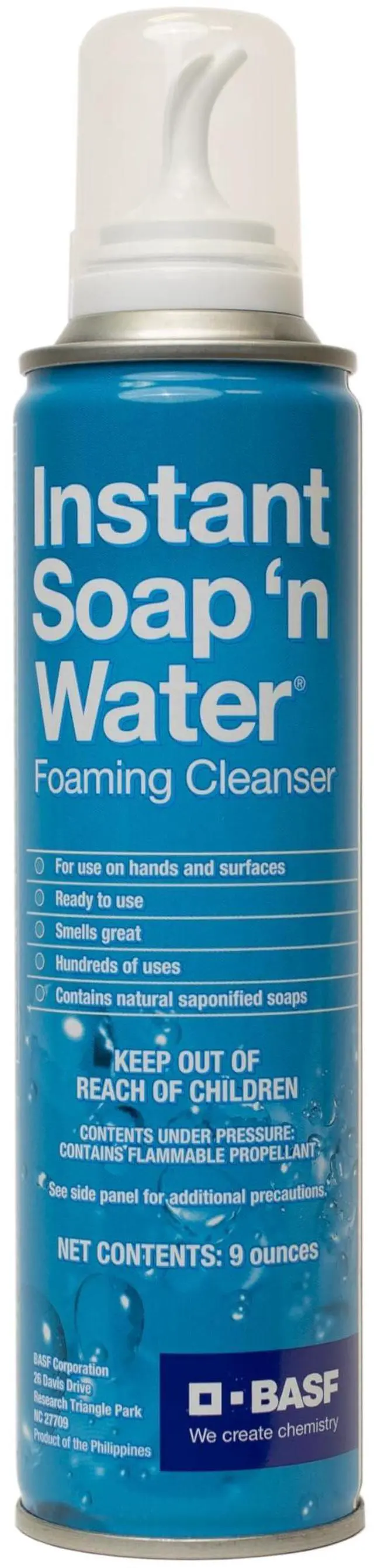Main image of Instant Soap 'n Water, Foaming Hand Cleanser, Ready to Use No Rinse Subtle Scent Skin Cleaner, On the Go, Home, Work, Travel, Up to 100 Washes, 9 oz