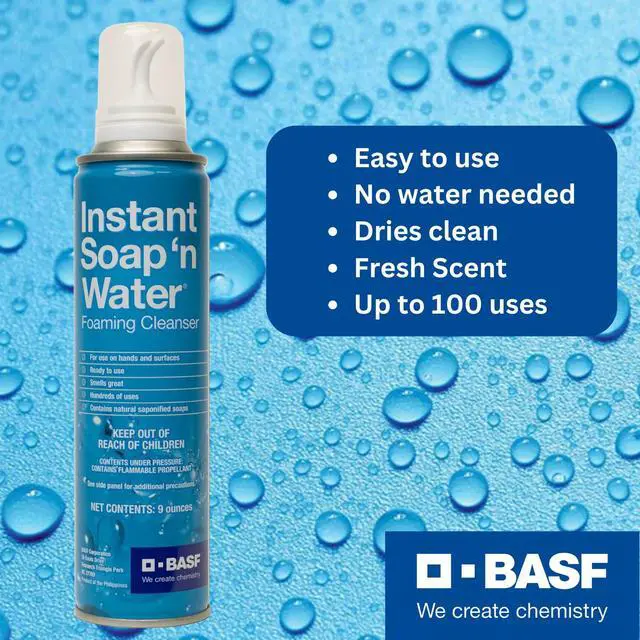 Alt view image 2 of 3 - Instant Soap 'n Water, Foaming Hand Cleanser, Ready to Use No Rinse Subtle Scent Skin Cleaner, On the Go, Home, Work, Travel, Up to 100 Washes, 9 oz