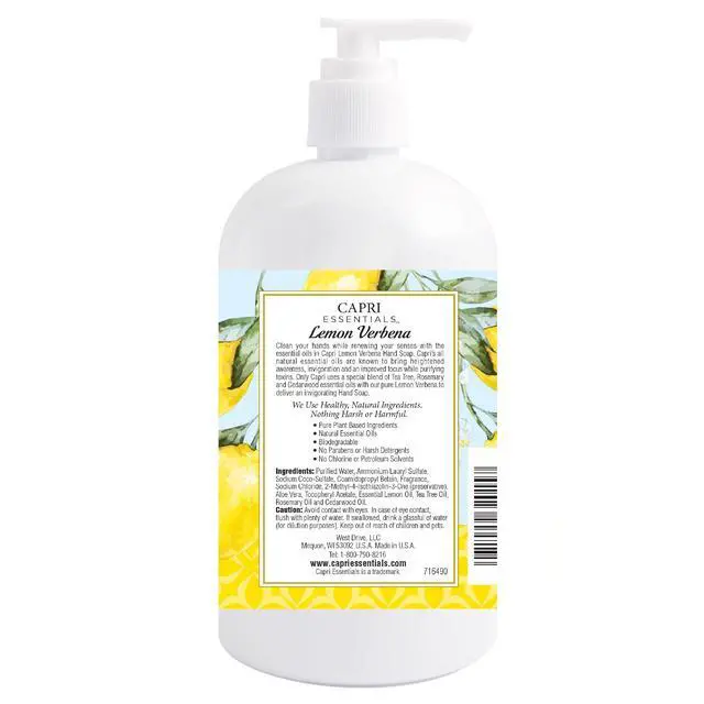 Alt view image 7 of 7 - Hand Soap Liquid, Natural Household Cleaning Supplies, Gentle Plant Based Aromatic Hand Wash with a Blend of Essential Oils, Removes Dirt & Grime, Lemon Verbena Scent, 16 FL Oz
