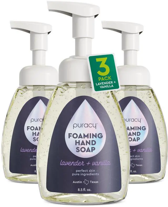 Main image of Foaming Hand Soap - Plant-Powered Natural Hand Soap As Seen on TikTok, Non-Toxic, Sulfate-Free Liquid Soap, Moisturizing Foam Handwash Liquid (Lavender & Vanilla, 12 fl oz, 3-Pack)