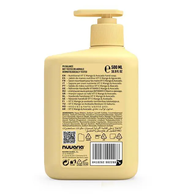 Alt view image 2 of 2 - Nourishing Hand Soap - Gentle Hand Wash - Vitamin E for Hydrated Skin - Natural Antioxidant - Avocado and Mango - 16.9 oz