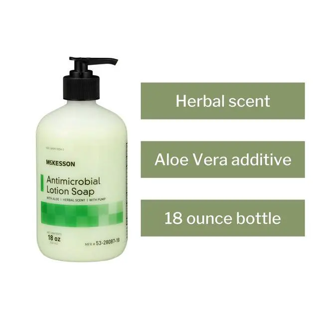 Alt view image 3 of 5 - Antimicrobial Lotion Hand Soap with Aloe, Pump Bottle, 18 oz, 1 ct