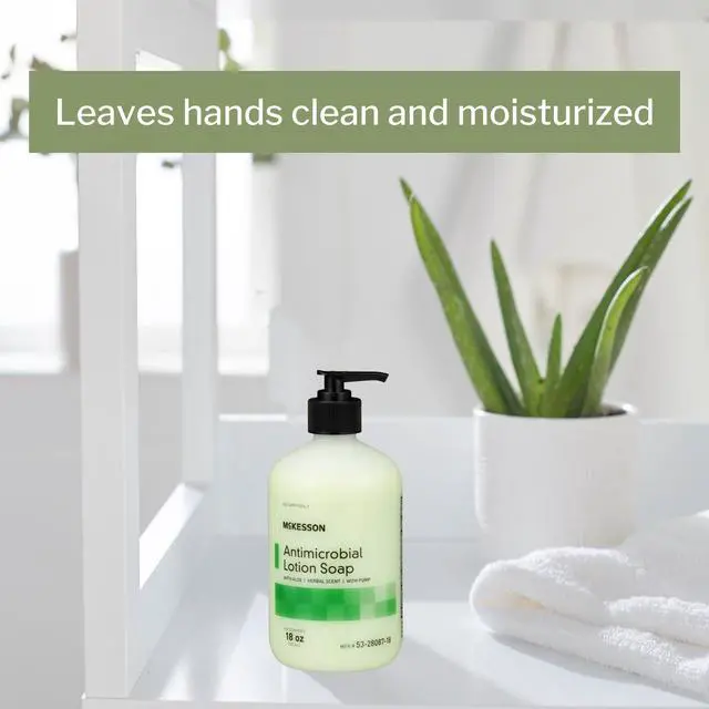 Alt view image 4 of 5 - Antimicrobial Lotion Hand Soap with Aloe, Pump Bottle, 18 oz, 1 ct