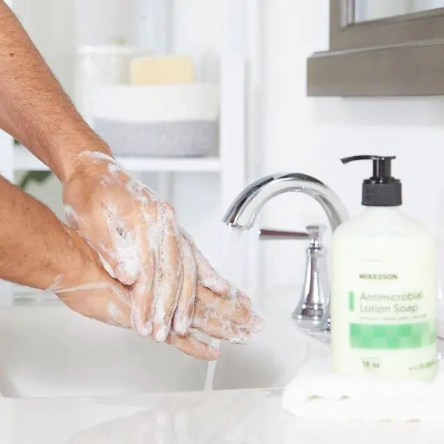Alt view image 5 of 5 - Antimicrobial Lotion Hand Soap with Aloe, Pump Bottle, 18 oz, 1 ct