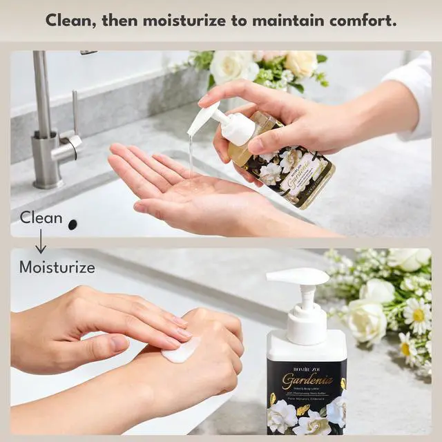 Alt view image 4 of 7 - Gardenia Scent Foaming Hand Soap and Lotion - 320ml / 10.8 Fl Oz Each - Floral and Creamy Hand Care - Part of Luxury Bath & Body Gift Set