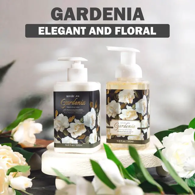 Alt view image 6 of 7 - Gardenia Scent Foaming Hand Soap and Lotion - 320ml / 10.8 Fl Oz Each - Floral and Creamy Hand Care - Part of Luxury Bath & Body Gift Set