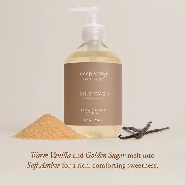 Alt view image 3 of 7 - Liquid Hand Wash, Brown Sugar Vanilla, 17.6 oz Moisturizing Cleanser with Olive Oil, Aloe Vera, Glycerin & Hyaluronic Acid Vegan, Clean Beauty, Soft & Nourished Hands