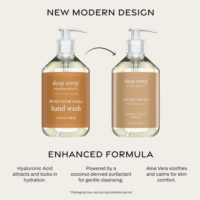 Alt view image 2 of 7 - Liquid Hand Wash, Brown Sugar Vanilla, 17.6 oz Moisturizing Cleanser with Olive Oil, Aloe Vera, Glycerin & Hyaluronic Acid Vegan, Clean Beauty, Soft & Nourished Hands