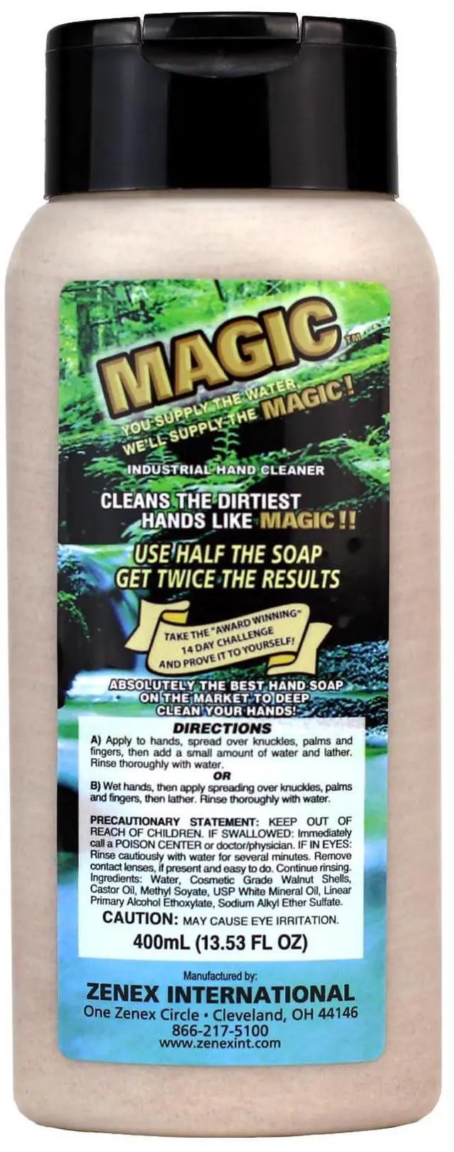Main image of Magic Hand Soap - Industrial Hand Cleaner for Auto Mechanics | Shop Soap | Walnut Shell Scrubbers to Remove Grease, Oil, Ink & Paint | Moisturizing Ingredients | 400 ml (1 Pack)