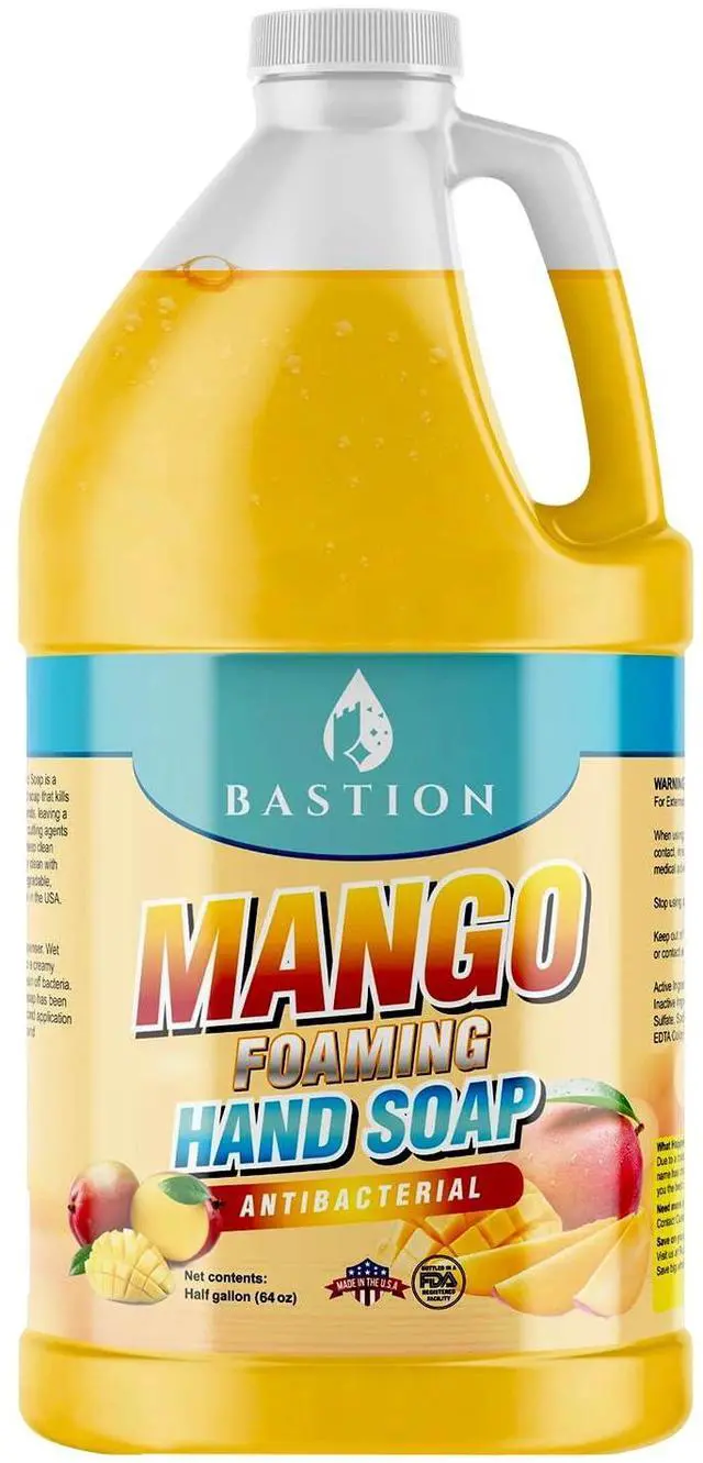 Main image of Bastion Antibacterial Hand Soap - Mango Foaming Hand Wash - 1/2 Gallon (64 oz.) Bulk. Refill Jug. Mango Scented. Non-toxic