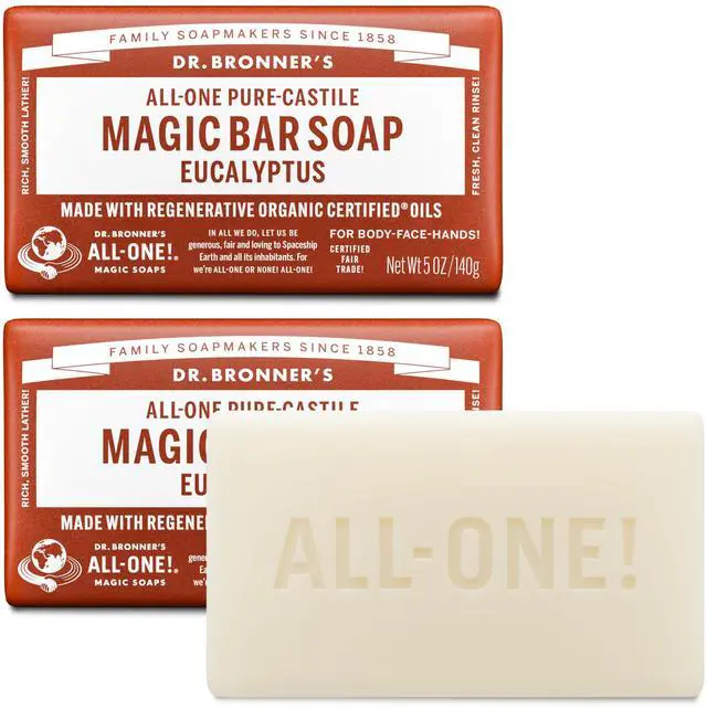 Main image of Pure-Magic Bar Soaps - Made with Regenerative Organic Certified Oils - For Face, Body, Hair- Vegan Soap Bars for Men & Women - Eucalyptus 2 pack, 5 oz