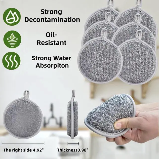 Alt view image 2 of 7 - 6pcs Wire Dishwashing Rag, Upgraded Multifuctional Wire Dishwashing Rags for Wet and Dry - Non-Scratch Wire Dishwashing Rags