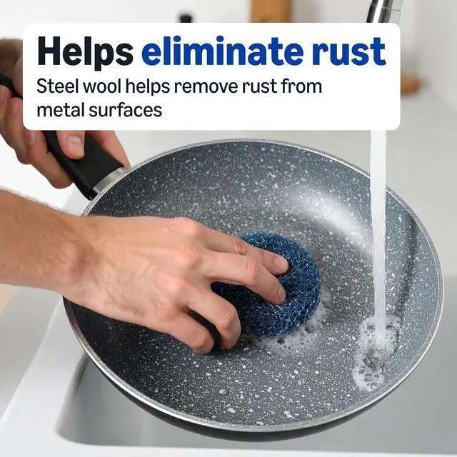 Alt view image 3 of 5 - Steel Wool Soap Pads, Reusable, Cuts Grease and Removes Rust, 10 Count, Pack of 1