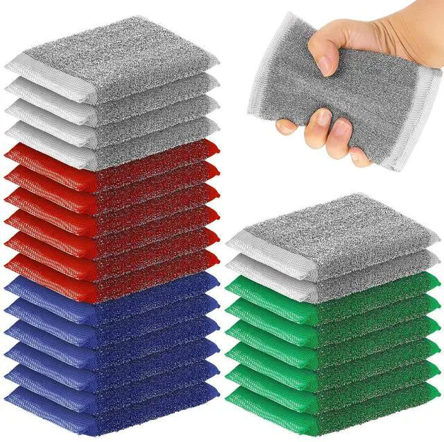 Main image of 24 Pack Steel Wool Scrubber Kitchen Sponges, Heavy Duty Non Scratch Metal Sponges, Reusable Cleaning Scrub Pads for Dishes, Pots, Pans, Sink and Tough Hard Stains (Multicolored)
