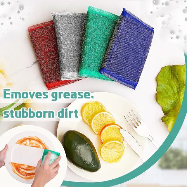 Alt view image 6 of 7 - 24 Pack Steel Wool Scrubber Kitchen Sponges, Heavy Duty Non Scratch Metal Sponges, Reusable Cleaning Scrub Pads for Dishes, Pots, Pans, Sink and Tough Hard Stains (Multicolored)