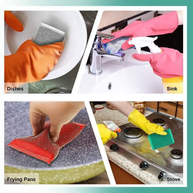Alt view image 4 of 7 - 24 Pack Steel Wool Scrubber Kitchen Sponges, Heavy Duty Non Scratch Metal Sponges, Reusable Cleaning Scrub Pads for Dishes, Pots, Pans, Sink and Tough Hard Stains (Multicolored)