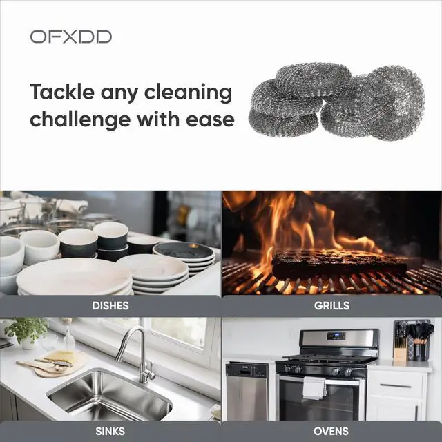 Alt view image 3 of 5 - Kitchen Stainless Steel Wire Sponge for Pans - Pack of 4 - Metal Scrubbers for Dish Cleaning - Scrubber for Pots Scouting Pad