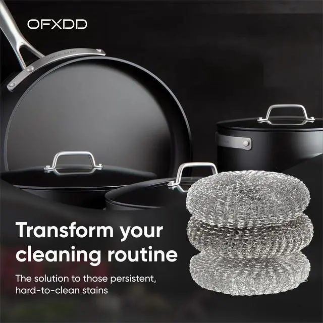 Alt view image 4 of 5 - Kitchen Stainless Steel Wire Sponge for Pans - Pack of 4 - Metal Scrubbers for Dish Cleaning - Scrubber for Pots Scouting Pad