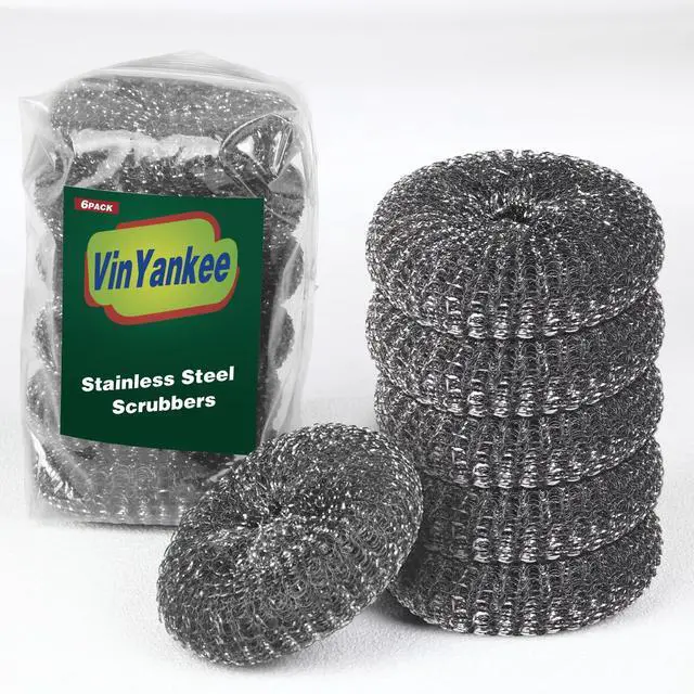 Main image of 6PCS Steel Wool Scrubber Sponge Set, Barbecue Grill Cleaning Scrubber Pads
