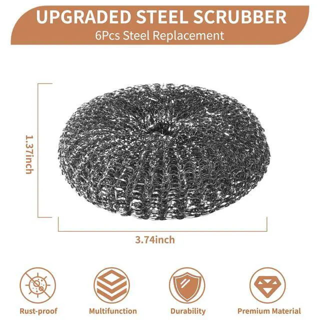 Alt view image 2 of 6 - 6PCS Steel Wool Scrubber Sponge Set, Barbecue Grill Cleaning Scrubber Pads