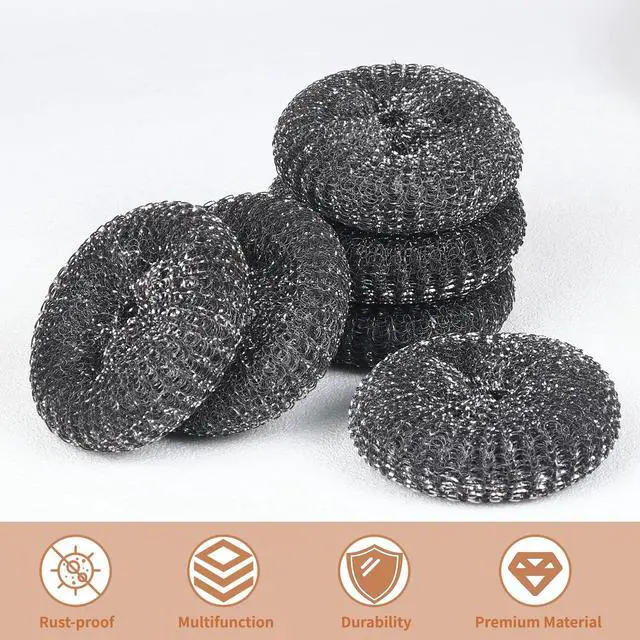 Alt view image 5 of 6 - 6PCS Steel Wool Scrubber Sponge Set, Barbecue Grill Cleaning Scrubber Pads