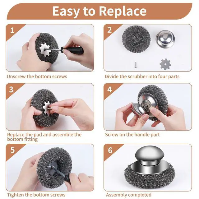Alt view image 6 of 6 - 6PCS Steel Wool Scrubber Sponge Set, Barbecue Grill Cleaning Scrubber Pads