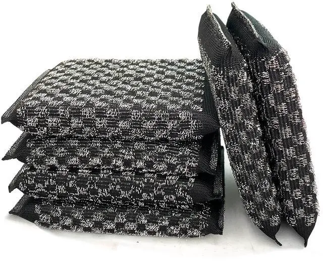 Main image of Steel Wool Scrubbers Dish Sponges Kitchen Scrubbing Pads Pot Scrubber for Kitchen Non Scratch, Soft and Fast Cleaning Scrubber (Black)