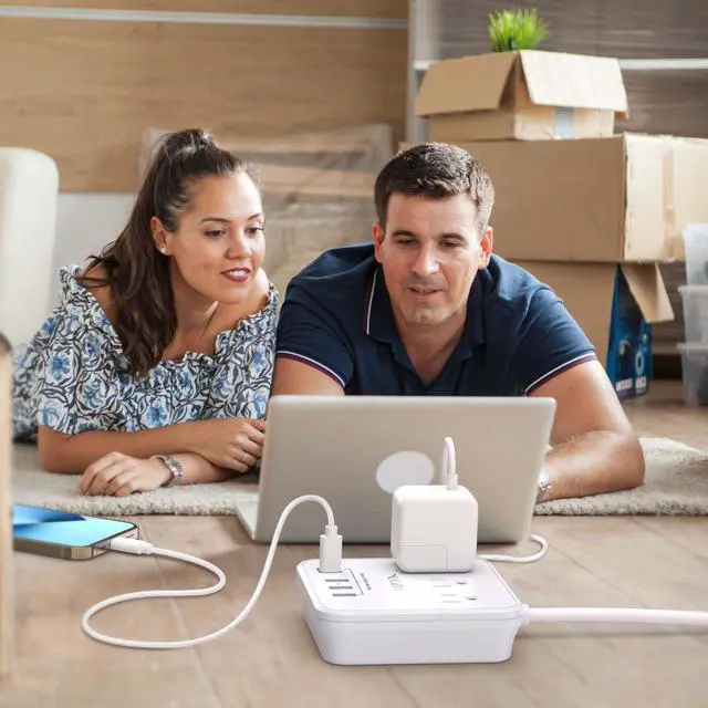 Alt view image 3 of 7 - Cruise Essentials, 6 Ft Power Strip with 3 Outlets and 4 USB Ports(1 USB C), Non Surge Protector for Cruise Ship, Travel, Home Office, ETL Listed, White