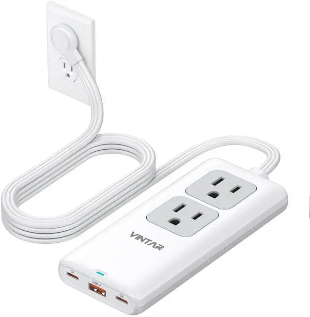 Main image of 5FT Cruise Approved Travel Power Strip with 3 USB Ports(2 USB C) | Non Surge Protector, 45° Flat Plug Extension Cord, 2 Pop Up Outlets, Home Hotel Travel Cruise Ship Essentials