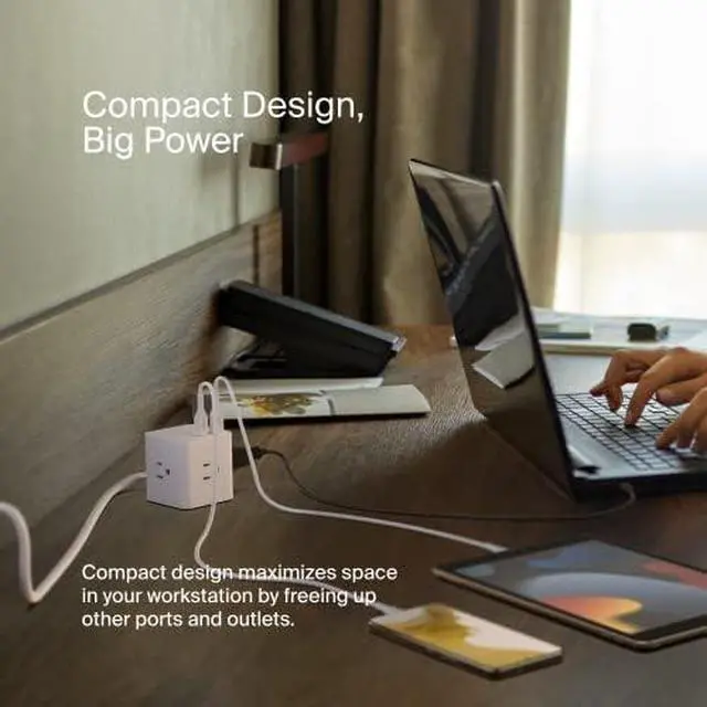 Alt view image 4 of 7 - 6-Outlet Power Cube w/ 3 AC Outlets, 3 USB-A Ports, & 5ft Sturdy Extension Cord - Convenient Compact Cube for Home, Office, Travel, Desktop, & Phone Charger - 4.5 Amps | 4.5 Amp rating,
