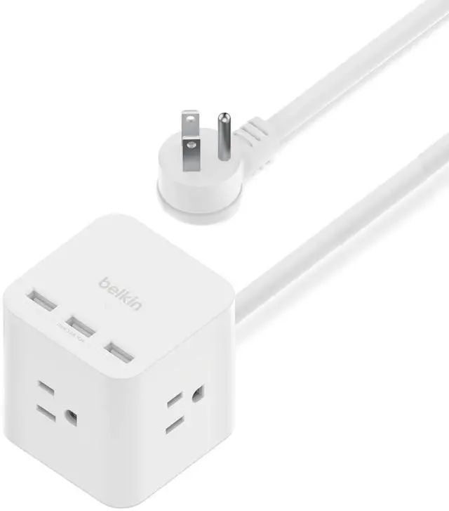 Main image of 6-Outlet Power Cube w/ 3 AC Outlets, 3 USB-A Ports, & 5ft Sturdy Extension Cord - Convenient Compact Cube for Home, Office, Travel, Desktop, & Phone Charger - 4.5 Amps | 4.5 Amp rating,