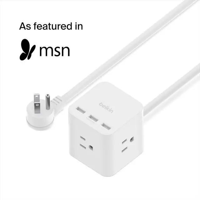 Alt view image 2 of 7 - 6-Outlet Power Cube w/ 3 AC Outlets, 3 USB-A Ports, & 5ft Sturdy Extension Cord - Convenient Compact Cube for Home, Office, Travel, Desktop, & Phone Charger - 4.5 Amps | 4.5 Amp rating,