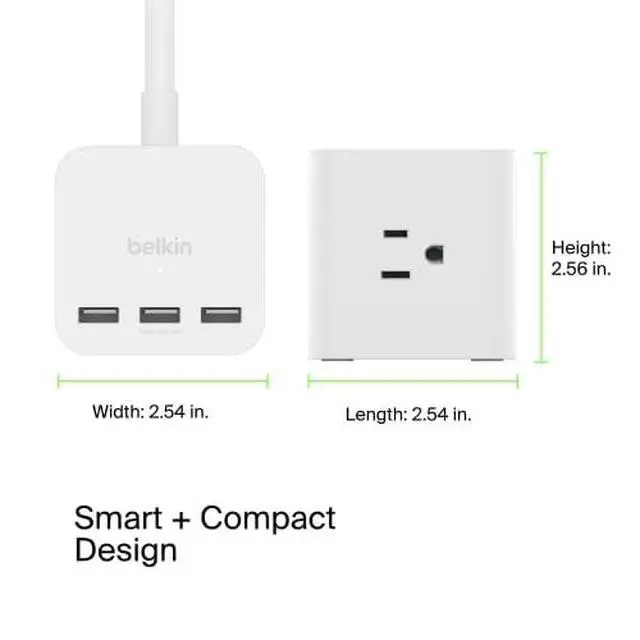 Alt view image 7 of 7 - 6-Outlet Power Cube w/ 3 AC Outlets, 3 USB-A Ports, & 5ft Sturdy Extension Cord - Convenient Compact Cube for Home, Office, Travel, Desktop, & Phone Charger - 4.5 Amps | 4.5 Amp rating,