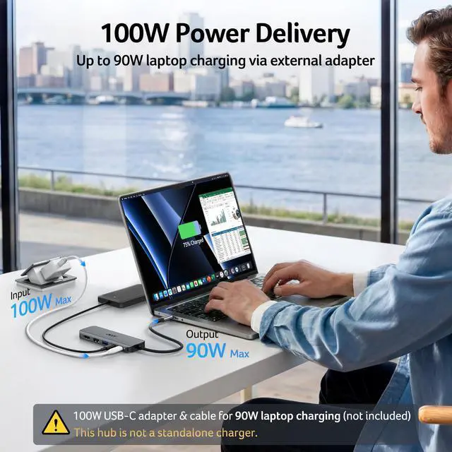 Alt view image 4 of 7 - USB C Hub, 5-in-1 USBC to HDMI Adapter with 4K@60Hz for Laptop/Mac | USBC Splitter Docking Station with HDMI 2.0, 100W PD, USB-C, USB-A 3.0 & USB-A 2.0 Data Ports for iPad Pro, iPhone 17 Pro Max