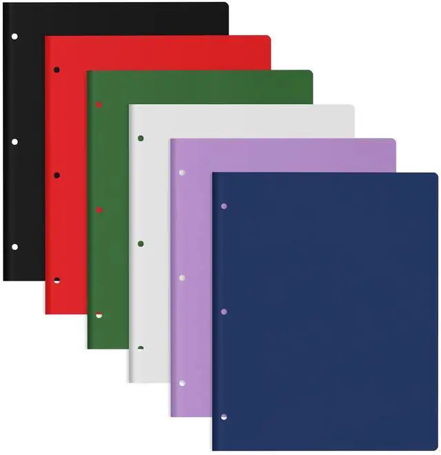 Main image of 6 Pack Plastic Folders with Pockets 3 Hole Punched, Folders 3 Ring Binder | Heavy Duty Pocket Folders, 2 Pocket File Folder, for Letter Size Paper, 6 Assorted Color, for Documents, Office, School