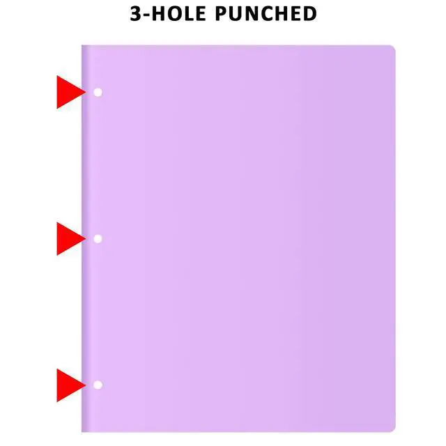 Alt view image 4 of 7 - 6 Pack Plastic Folders with Pockets 3 Hole Punched, Folders 3 Ring Binder | Heavy Duty Pocket Folders, 2 Pocket File Folder, for Letter Size Paper, 6 Assorted Color, for Documents, Office, School