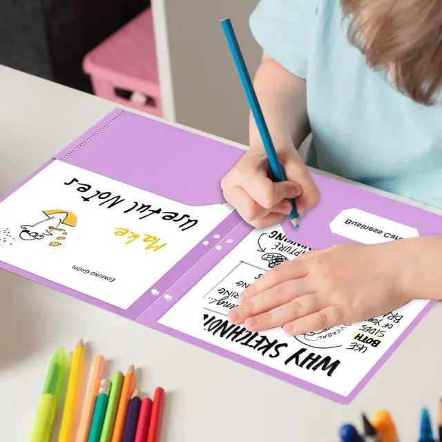 Alt view image 6 of 7 - 6 Pack Plastic Folders with Pockets 3 Hole Punched, Folders 3 Ring Binder | Heavy Duty Pocket Folders, 2 Pocket File Folder, for Letter Size Paper, 6 Assorted Color, for Documents, Office, School