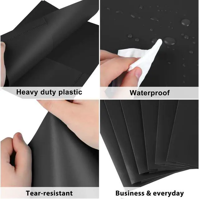 Alt view image 3 of 7 - 6 Pack Black File Folders with Pockets, Letter Size Plastic 2 Pocket Folder | Business Card Slot, Folders for Documents, Office Filing Cabinet Folders, School Supplies, for College Students