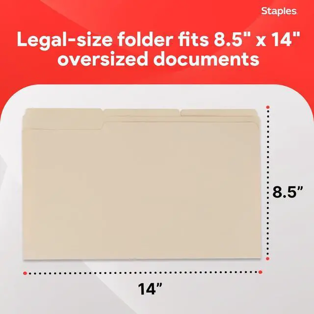Alt view image 3 of 6 - Recycled File Folders, Legal Size, 1/3-Cut Tabs, Manila, 100/Bx | Manila stock with durable tabs for everyday document organization.