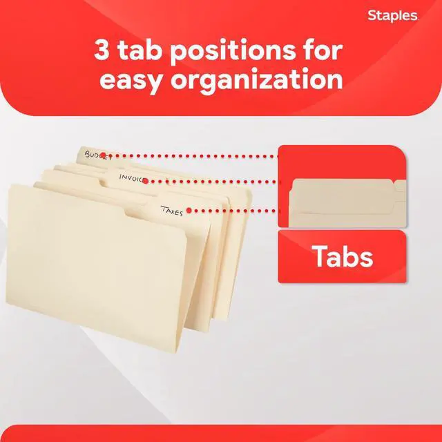 Alt view image 5 of 6 - Recycled File Folders, Legal Size, 1/3-Cut Tabs, Manila, 100/Bx | Manila stock with durable tabs for everyday document organization.