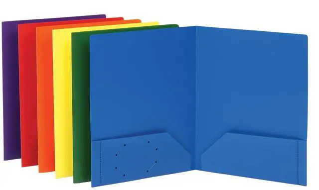 Main image of Oxford Folders with Pockets, Durable Plastic, Two Pocket Folders, Assorted Colors (15187), Letter, 6 per Pack