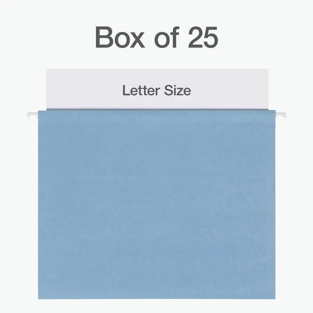 Alt view image 2 of 7 - Hanging File Folders, 25 Pack, Letter Size (8.5" x 11"), Assorted Colors: Khaki, Peach, Light Blue, Light Green, 5 Tab Positions, Reinforced, Includes Tabs and Inserts, Durable Hanging Files