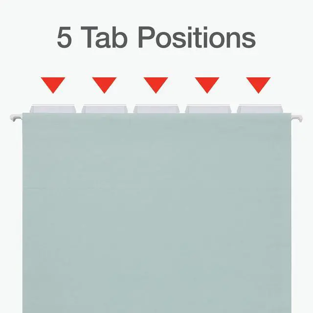 Alt view image 4 of 7 - Hanging File Folders, 25 Pack, Letter Size (8.5" x 11"), Assorted Colors: Khaki, Peach, Light Blue, Light Green, 5 Tab Positions, Reinforced, Includes Tabs and Inserts, Durable Hanging Files