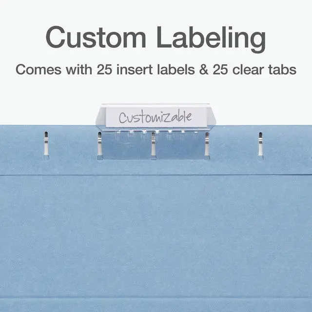 Alt view image 5 of 7 - Hanging File Folders, 25 Pack, Letter Size (8.5" x 11"), Assorted Colors: Khaki, Peach, Light Blue, Light Green, 5 Tab Positions, Reinforced, Includes Tabs and Inserts, Durable Hanging Files
