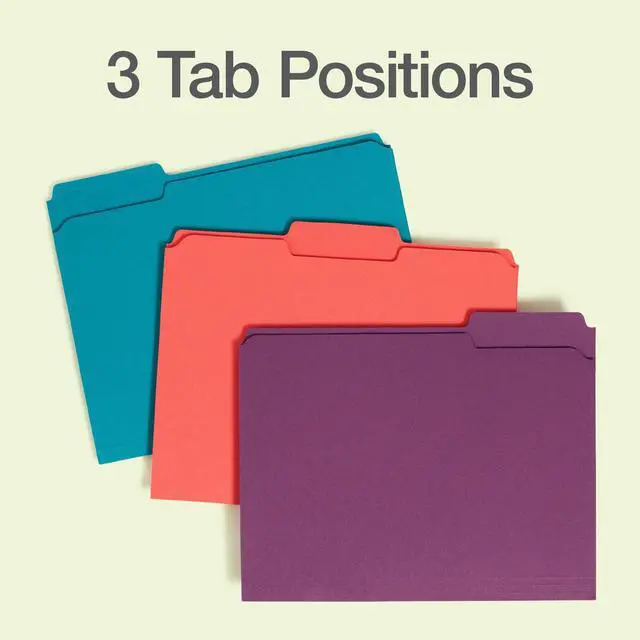Alt view image 3 of 7 - Colored File Folders, 15 Pack, 3 Tabs, 5 Bright Colors, Letter Size (8.5" x 11"), Color-Coding for School, Office & Home Document Organization