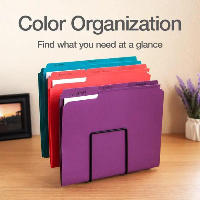 Alt view image 5 of 7 - Colored File Folders, 15 Pack, 3 Tabs, 5 Bright Colors, Letter Size (8.5" x 11"), Color-Coding for School, Office & Home Document Organization